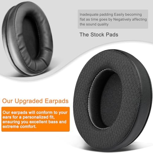 SOULWIT Mesh Fabric Replacement Earpads Cushions for HyperX Cloud 1/2/3/Pro/Core/Alpha/Alpha S/Alpha Pro/Flight/Flight S/Stinger/Stinger S, CloudX Stinger/Stinger Core/Flight Headset - Black