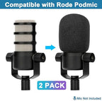 Windscreen for Rode Podmic, 2Pack Microphone Pop Filter Foam Cover Compatible with Rode Podmic, Procaster, Podcaster, NT1, NT-USB, Mic Cover Replacement for Noise Reduction By ChromLives, Black