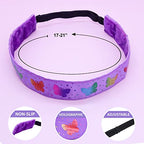 FROG SAC 6 Butterfly Headbands for Girls, Adjustable No Slip Glitter Hair Bands for Kids, Cute Little Girl Sports Head Bands, Sparkly Soccer Gymnastics Headband, Sparkle Hair Accessories