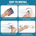 Grab Bars for Bathtubs and Showers, 16 Inch Shower Handle Heavy Duty Suction Cup Grab Bars for Shower Chair, Bathroom Safety Bar for Elderly (White 1 Pack)