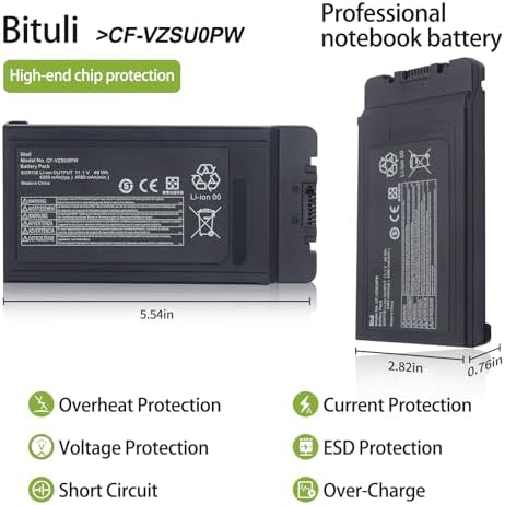 CF-VZSU0PW CF-VZSU0PR,Battery Replacement Pack for PANASONIC TOUGHBOOK CF54 CF-54 Mk1 Series 54 Gloved Multi Touch 54 Prime 11.1V 46Wh 4200mAh