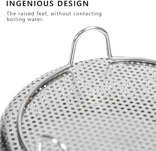 Stainless Steel Steamer Basket - Vegetable & Dumpling Steamer Insert for Pots, Instant Pot Accessories with Handles & Feet, Multi-Purpose Mesh Strainer for Cooking, Fruits (Silvery, Medium)