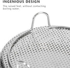Stainless Steel Steamer Basket - Vegetable & Dumpling Steamer Insert for Pots, Instant Pot Accessories with Handles & Feet, Multi-Purpose Mesh Strainer for Cooking, Fruits (Silvery, Medium)