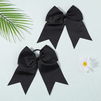 20 PCS 8 Inch Cheer Hair Bows Large Cheerleading Big Hair Bows with Ponytail Holder Hand-made Grosgrain Ribbon Hair Accessories for Teen Girls(Black)
