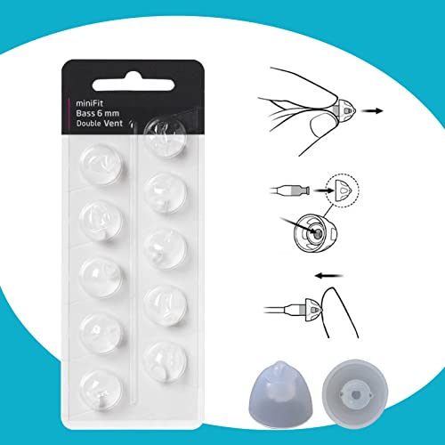 Hearing Aid Domes for Oticon Replacements, Oticon Minifit Double Vent Bass Domes (6 mm/2 Packs）, Universal Domes for Oticon Hearing Aid Supplies.