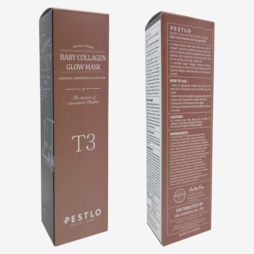 PESTLO Baby Collagen Glow Mask - Korean Peel Off Mask Skincare Infused with Reallagen/T3 Vegan Collagen, Aginon, Volufiline, for Elasticity, Firmness, Glow Skin, and Optional Overnight Use