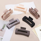 4 Inch Big Hair Claw Clips 6 Pcs Large Claw Clips for Thick Hair Square Hair Clips for Women Rectangle Hair Clips Banana Jaw Clips Hair Accessories for Girls - Chocolate