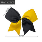 Hipcheer 20pcs 8" Large Cheer Bows for Girls, Hand-made Grosgrain Ribbon Hair Accessories for Teen Girls Softball Cheerleader Sports (Black/Gold)