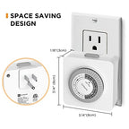 G-Homa Timer Outlet Electric Indoor with 2 Grounded Outlet,Plug-in 24-Hour Mechanical Timers,Daily On/Off Cycle,Energy Saving for Lamps, Seasonal, Christmas Lights and Holiday Decorations (2 Pack)
