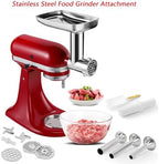 Food Grinder Attachment for KitchenAid Mixers,Stainless Steel Dishwasher Safe Meat Mincer Accessories Set Included 3 Sausage Stuffer Tubes