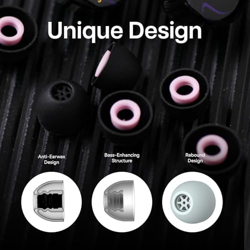Linsoul Kiwi Ears Flex Earbud Tips, Replacement Silicone IEM Tips, 3 Pairs, S/M/L Size, for KZ ZS10 Pro 2, SuperMix 4,Hype4,Orchestra Lite, Cadenza Wired/Wireless Earphones (Black)