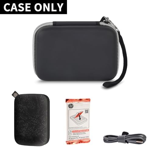 Case Compatible with HP Sprocket Portable 2x3/ Select 2.3x3.4/ 2nd Edition Printer, Travel Carrying Organizer Holder Fits for Zink Photo Paper, USB Cable and More Accessories - Black (Box Only)