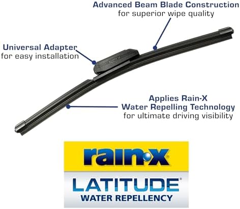 Rain-X 810195 Latitude 2-In-1 Water Repellent Wiper Blades, 26" and 17" Windshield Wipers (Pack Of 2), Automotive Replacement Windshield Wiper Blades With Patented Rain-X Water Repellency Formula