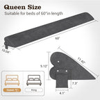 SereneCloud Heart-Shaped Bed Wedge Pillow for Headboard Gap with Adjustable Pocket, Grey Bed Gap Filler (0-8"), Headboard Bed Pillow Wedge, Mattress Gap Filler Queen(60"x10"x5")