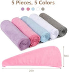 AIDEA Microfiber Hair Towel Wrap, 5 Pack Hair Turbans, Super Absorbent Quick Dry Hair Towel Wrap for All Hair Types Anti Frizz, Hair Accessories for Women, 26"×10"