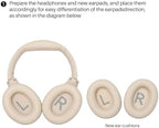TOZO HT2 Hybrid Active Noise Cancelling Headphones, Wireless Over Ear Bluetooth Headphones+HT2 Replacement Ear Pads Khaki