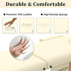 civama Massage Table Massage Bed Portable, 29 LBs Light Weight Foldable Tattoo Facial Care Spa Lash Bed Aluminum Frame with Accessories Carrying Bag, Beige