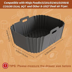 2PCS Ninja Air Fryer Liners, Non-Stick Silicone Air Fryer Liners for Ninja DZ201/DZ401 DZ550 8-10 QT, Air Fryer Liners Baking Tray for Ninja Chefman COSORI 2 Basket Air Fryer, Air Fryer Accessories