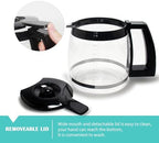 14-Cup Glass Replacement Coffee Carafe Compatible with Cuisinart Coffee Maker Models DCC-2200, DCC-2600, DCC-2800, DCC-3200, and DCC-3200P1, Coffee Pot Decanter Pitcher, Black Handle