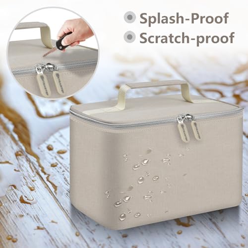 Digital Hand Mixer Carrying Bag for KitchenAid 5/6/ 7/9 Ultra Power Speed Hand Mixers, Portable Travel Storage Case Bag with Handle for Kitchen Aid Mixer Accessories (Box Only) (Beige)