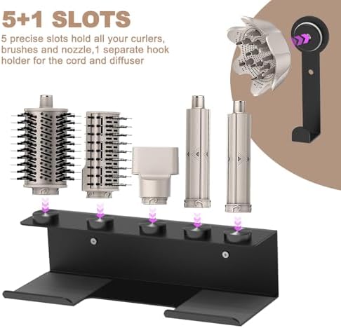 Hair Dryer Holder for Shark Flex Style, Wall Mount Holder Compatible with Shark FlexStyle, Curling Wand Organizer, Rack with Cord Hanger for Accessories Curlers Brushes Diffuser and Attachments