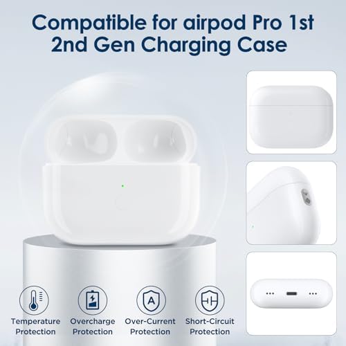 Replacement Charging Case for Airpods Pro 1st 2nd Charging Case, Type C Port Charge Cases for Airpod Pro Charging Support for Bluetooth Sync Button