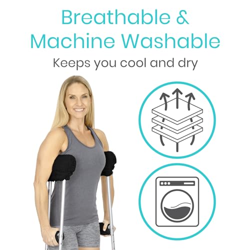 Vive Sheepskin Crutch Pads & Hand Grips for Adults, Kids, Crutches, Armpits - Accessories Knee Scooter Foot Injuries Pillow for 5ft Medical 6 feet Youth Padding Arm Underarm Folding Walking Crutches