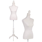 FDW Manikin 60”-67”Height Adjustable Female Dress Model Display Torso Body Tripod Stand Clothing Forms (Beige, 60-67 Inches)