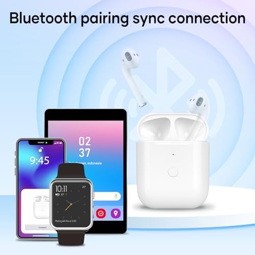 Replacement AirPod Charging Case Compatible with AirPods 1st 2nd Generation Wireless Charging case 550mAh Bluetooth Pairing Sync Button (No Earbuds) (White)