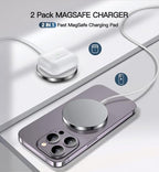 Magnetic Wireless Charger 15W Fast Mag Safe Charger for Cell Phone 16 Pro Max/16 Pro/16 Plus/16/15/14/13/12 Series 2 Pack Charging Pad for AirPods 3/2/Pro 2/Pro Mag-Safe Original Replacement