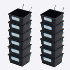 FRIMOONY 16 Pack Pegboard Bins with Hooks and Labels, for Organizing Accessories, Black