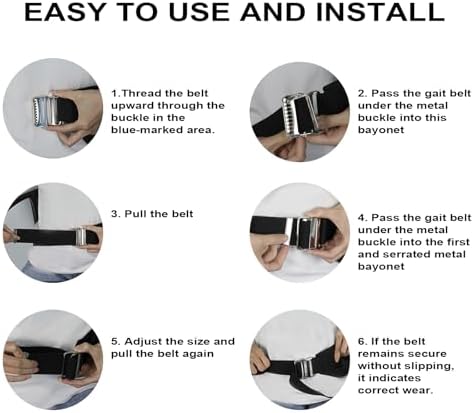Gait Belts for Seniors, Transfer Belt with Handles, Gate Belts Medical for Elderly, Walking Belt for Lifting Elderly & Patient Physical Therapy - Metal Buckle Anti-Slip Gait Belt for Medical Nursing