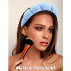 VELSCRUN 6 Pack Spa Headbands - Makeup, Face Wash, Skincare Hair Accessories With Blue Sponge Bow Tie Wristbands, Women's Gift Set