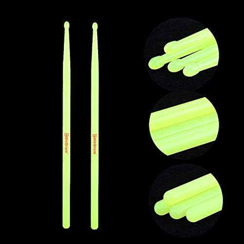 Musfunny Glow Drum Sticks 5A Nylon for Drum Set Night Light Plastic Cool Drumsticks Musical instrument Percussion Accessories for Adults Professional (Fluorescence)