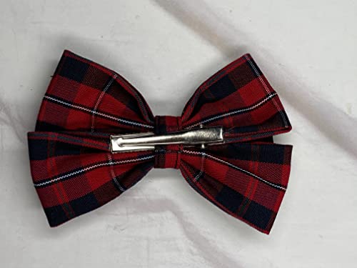 Multi Layers School Uniform Plaid Bow for Girls/Plaid button on Center/Back to School/School Uniform Accessories/Alligator Clip (Plaid 65, Heart Shape Plaid Button)