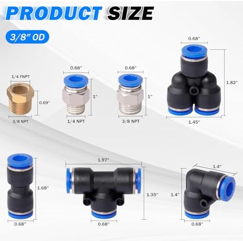 Air Line Tubing Kit, 3/8" OD DOT Air Line 50 FT(15 m) SAE j844 PA Nylon Air Hose Tubing and Push to Connect Fittings for Air Brake System Or Fluid Transfer, 29 Pcs Compressed Accessories Kit