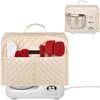 Cover for KitchenAid 3.5 Qt Stand Mixer, for KitchenAid Ice Cream Maker Attachment Stand Mixer 2 Quart, Case with Top Handle, Pockets for Extra Accessories,Beige(Bag Only)