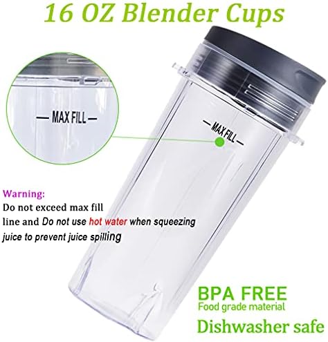 Replacement Parts for Nutri Ninja, 6Fin Blender Male Blade and cups Set for Blender BL660 BL770 BL780 BL740 etc. (5-pack)