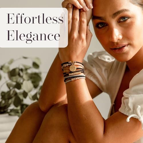 Hair Ties No Damage - Galentines Gifts and Updo Hair Accessories - Decorative Ponytail Elastics - Vanity Stretch Bracelet Jewelry for Women - Fashion Stacks in Beads (ARABIAN NIGHTS) Set of 5