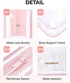 BAGSMART Clear Toiletry Bag, 2 Pack TSA Approved Carry on Travel Accessories Bag Airport Airline Quart Size Bags Water Repellent Makeup Cosmetic Bag for Women (Pink-2pcs)