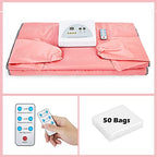 Surnuo Larger Size Sauna Blanket for Detox- Far Infrared (FIR) Sauna Blanket, Sweating Sauna Bed Body Heating with Sleeves for Stress Pain Relief Health Pink