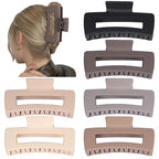 4 Inch Big Hair Claw Clips 6 Pcs Large Claw Clips for Thick Hair Square Hair Clips for Women Rectangle Hair Clips Banana Jaw Clips Hair Accessories for Girls - Chocolate