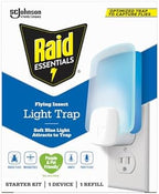 Raid Essentials Flying Insect Light Trap Starter Kit, 1 Plug-In Device + 1 Cartridge, Featuring Light Powered Attraction