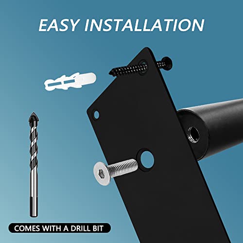 Handrails for Outdoor Steps Wall Mount, Railings for 1-3 Steps, U-Shaped Handrail with Matte Black Finished, Stair Handrails for Kids, Elderly, Pregnant Women, Disabled (26" Length, 1.25" Pipe)