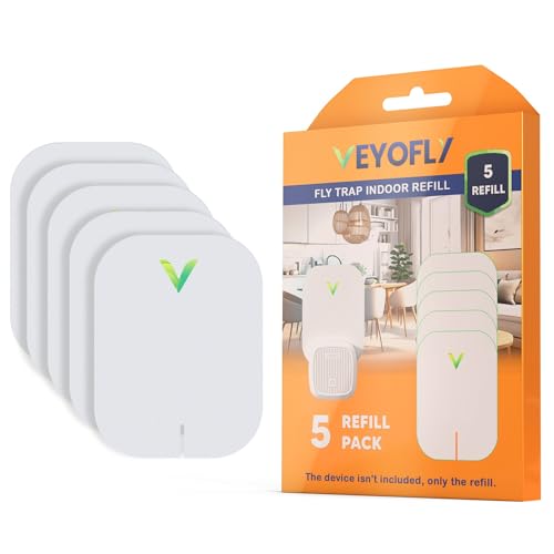 VEYOFLY Flying Insect Trap Refill- Plug in Bug Catcher Indoor Refills, Indoor Fly Trap, Indoor Fly Trap,Trap for Mosquitos, Bugs, Insects, Gnats, Moth and Fruit Flies -Plug in Refill (Pack of 5)