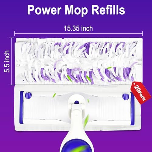20 Pack Disposable Mopping Pads Refills for Swiffer PowerMop,Compatible with Swiffer Power Mop Refills, Multi-Surface Mop Pad Replacement for Floor Cleaning