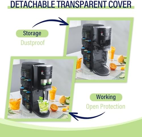 Soda Maker Dust Cover Fits for Ninja Thirsti WC1001, Soda Machine Cover Accessories for Ninja Thirsty Drink System, Extra Pockets Holds 12 Flavor Pods (Cover Only)