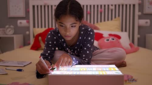 Pink Cinema Light Box with 400 Letters & Emojis & 2 Markers - BONNYCO | Led Light Box Home Office & Room Decor | Light Up Sign Letters Board Gifts for Women & Girls Christmas & Birthdays | Pink Decor