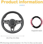 Bling Car Steering Wheel Cover, 15 Inch Rhinestones Soft Leather Elastic Steering Wheel Protector, Sparkly Crystal Diamond for Women Girls, Car Interior Accessories for Most Cars (Pink)