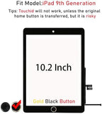 for iPad 9 (9th Generation) A2602 A2603 A2604 A2605 Screen Replacement Digitizer Touch Glass Kits, for iPad 9th Gen 10.2 Inch (2021 Released), Full Repair Sets+Home Button[No TouchID Chip]